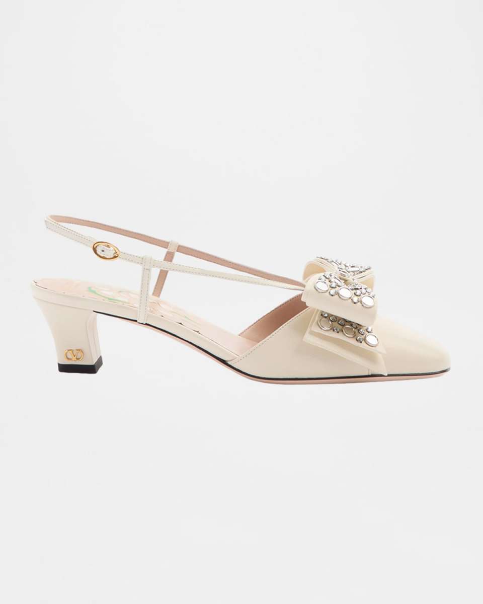 Bowow Studded Bow Slingback Pumps